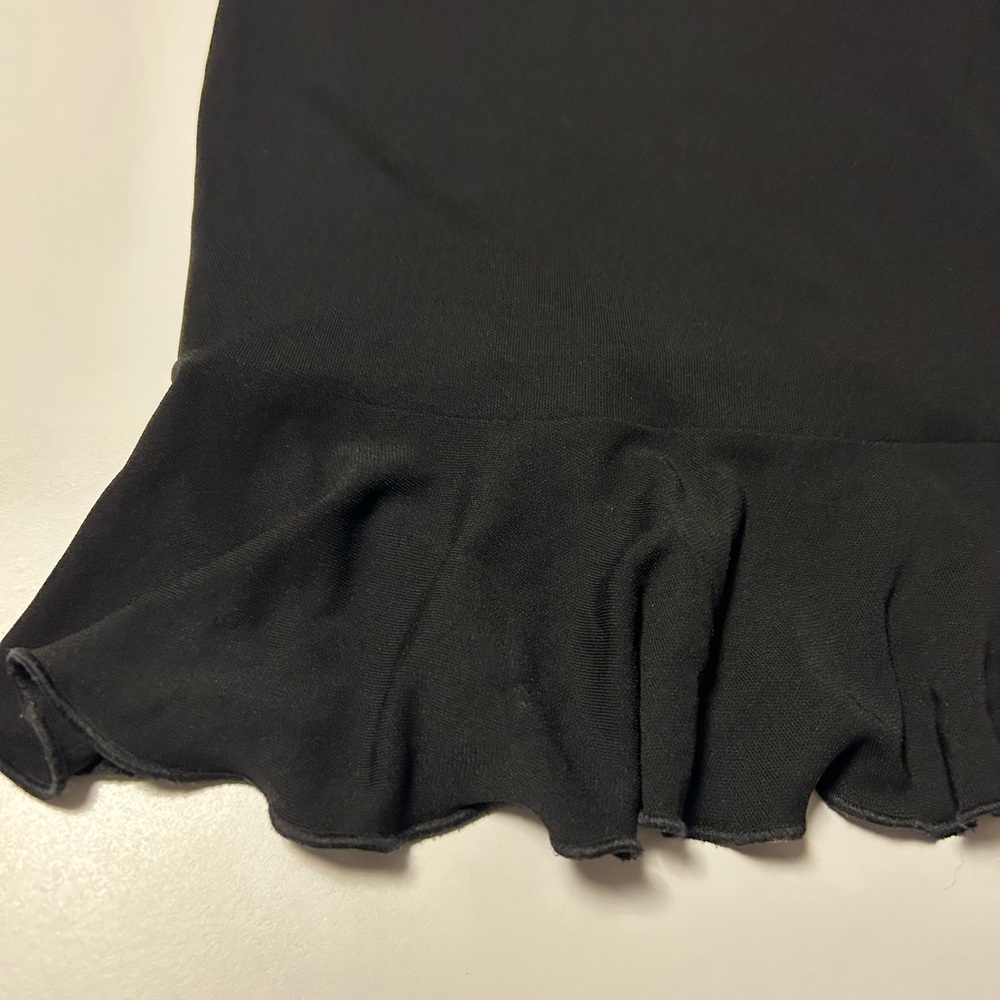 BCBG Black Tank Princess Cut Ruffle Hem Midi Dress with give and stretch.  Sz S - Picture 4 of 7